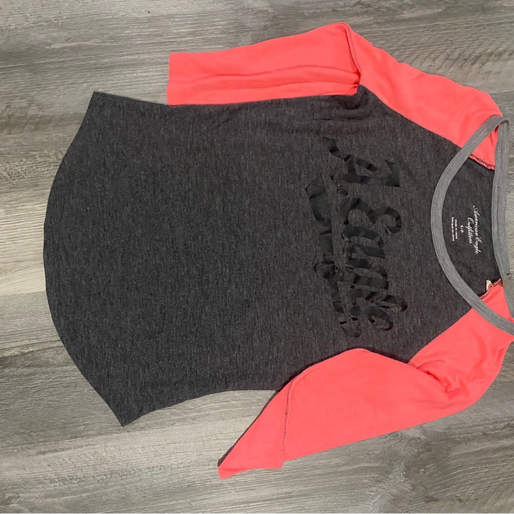 American Eagle Outfitters Charcoal and Pink Top